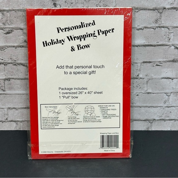 Holiday Red Christmas Wrapping Paper & Pull Bow Personalized MORGAN Stravina NOS - Picture 8 of 8